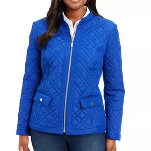 Nwt Charter Club blue quilted zip up jacket S-XL